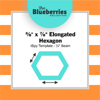 ⅝" x ⅞" Elongated Hexagon iSpy Template - ¼" Seam