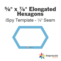 ⅝" x ⅞" Elongated Hexagon iSpy Template - ¼" Seam