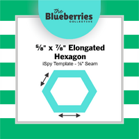 ⅝" x ⅞" Elongated Hexagon iSpy Template - ⅜" Seam