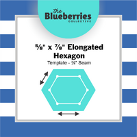 ⅝" x ⅞" Elongated Hexagon Template - ⅜" Seam