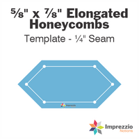 ⅝" x ⅞" Elongated Honeycomb Template - ¼" Seam