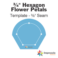 ¾" Hexagon Flower Petal Template - ⅜" Seam