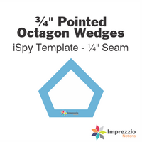 ¾" Pointed Octagon Wedge iSpy Template - ¼" Seam