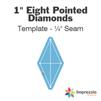 1" Eight Pointed Diamond Template - ¼" Seam