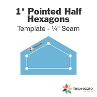 1" Pointed Half Hexagon Template - ¼" Seam 