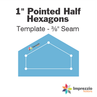 1" Pointed Half Hexagon Template - ⅜" Seam