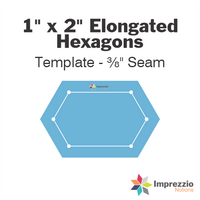 1" x 2" Elongated Hexagon Template - ⅜" Seam