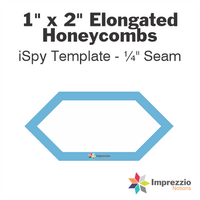 1" x 2" Elongated Honeycomb iSpy Template - ¼" Seam