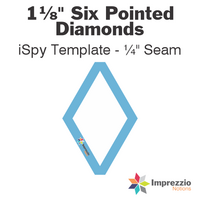 1⅛" Six Pointed Diamond iSpy Template - ¼" Seam