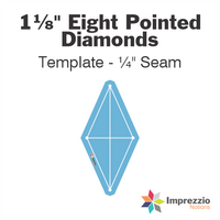 1⅛" Eight Pointed Diamond Template - ¼" Seam
