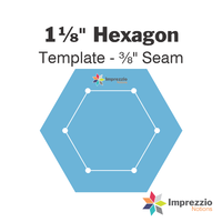 1⅛" Hexagon Template - ⅜" Seam