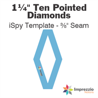 1¼" Ten Pointed Diamond iSpy Template -  ⅜" Seam
