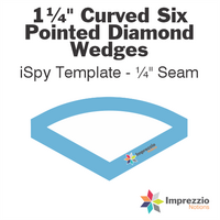 1¼" Curved Six Pointed Star Wedge iSpy Template - ¼" Seam