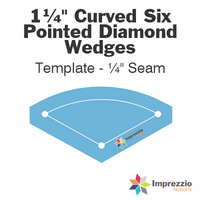 1¼" Curved Six Pointed Diamond Wedge Template - ¼" Seam
