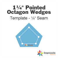 1¼" Pointed Octagon Wedge Template - ¼" Seam