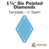 1⅜" Six Pointed Diamond Template - ¼" Seam