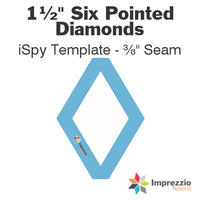 1½" Six Pointed Diamond iSpy Template - ⅜" Seam