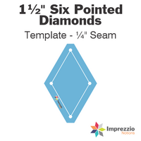 1½" Six Pointed Diamond Template - ¼" Seam