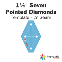 1½" Seven Pointed Diamond Template - ¼" Seam
