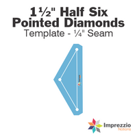1½" Half Six Pointed Diamond Template - ¼" Seam