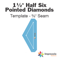 1½" Half Six Pointed Diamond Template - ⅜" Seam