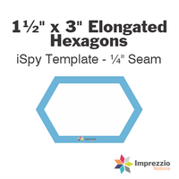 1½" x 3" Elongated Hexagon iSpy Template - ¼" Seam