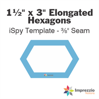 1½" x 3" Elongated Hexagon iSpy Template - ⅜" Seam