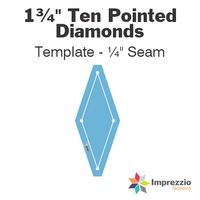 1¾" Ten Pointed Diamond Template - ¼" Seam