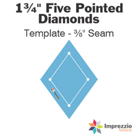 1¾" Five Pointed Diamond Template - ⅜" Seam