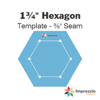 1¾" Hexagon Template - ⅜" Seam
