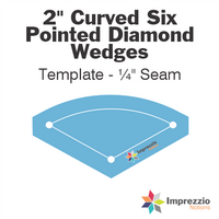 2" Curved Six Pointed Diamond Wedge Template - ¼" Seam