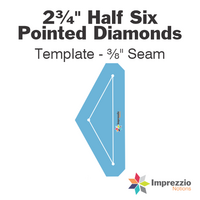 2¾" Half Six Pointed Diamond Template - ⅜" Seam