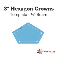 3" Hexagon Crown Template - ¼" Seam