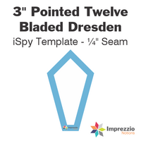 3" Pointed Twelve Bladed Dresden iSpy Template - ¼" Seam