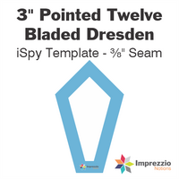 3" Pointed Twelve Bladed Dresden iSpy Template - ⅜" Seam