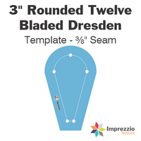 3" Rounded Twelve Bladed Dresden Template - ⅜" Seam