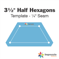 3½" Half Hexagon Template - ¼" Seam