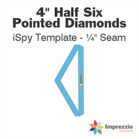 4" Half Six Pointed Diamond iSpy Template - ¼" Seam