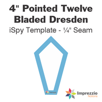 4" Pointed Twelve Bladed Dresden iSpy Template - ¼" Seam