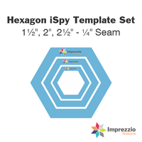 Large Hexagon iSpy Template Set (1½", 2", 2½") - ¼" Seam