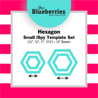 Small Hexagon iSpy Template Set (½", ¾", 1", 1¼") - ¼" Seam