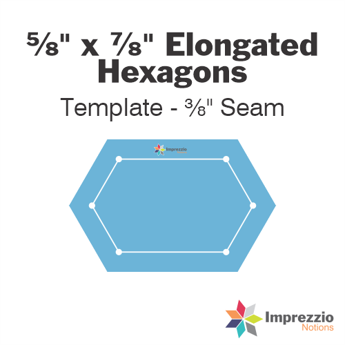 ⅝" x ⅞" Elongated Hexagon Template - ⅜" Seam