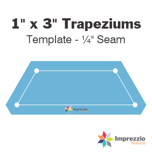 1" x 3" Trapezium Template - ¼" Seam