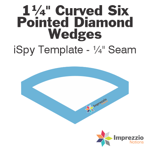 1¼" Curved Six Pointed Diamond Wedge iSpy Template - ¼" Seam