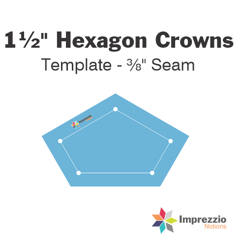 1½" Hexagon Crown Template -  ⅜" Seam