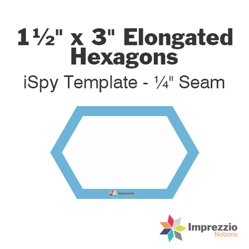 1½" x 3" Elongated Hexagon iSpy Template - ¼" Seam
