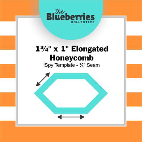 1¾" x 1" Elongated Honeycomb iSpy Template - ¼" Seam