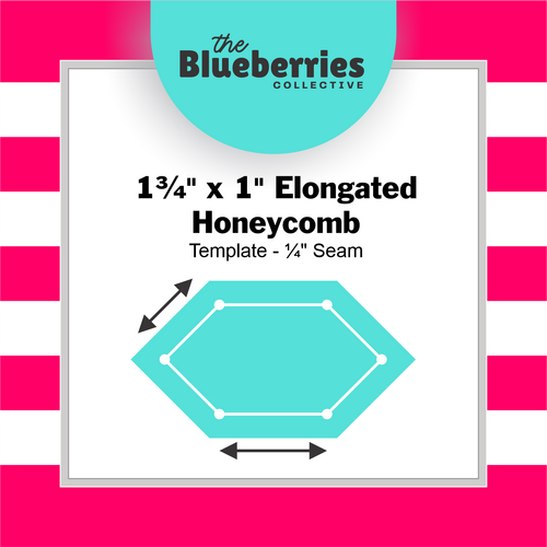 1¾" x 1" Elongated Honeycomb Template - ¼" Seam