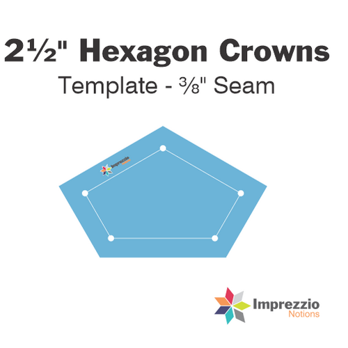 2½" Hexagon Crown Template - ⅜" Seam