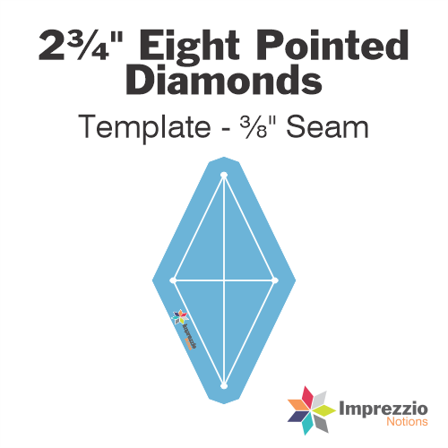 2¾" Eight Pointed Diamond Template -  ⅜" Seam